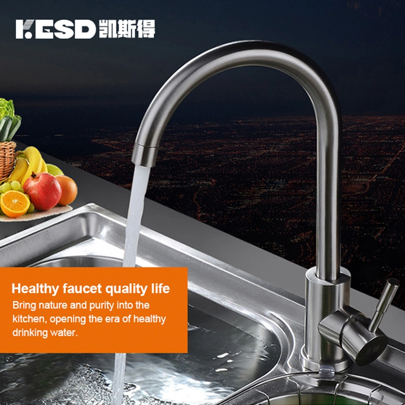 Stainless Steel 304 Kitchen Sink Faucet Cold Water Single Handle Black Color Contemporary Style