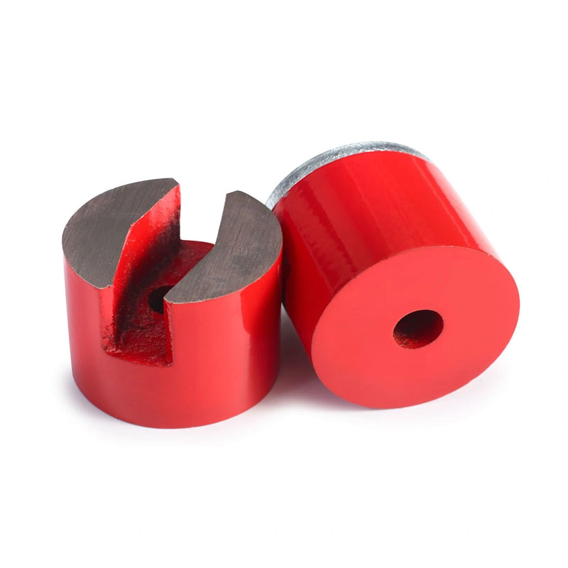 Strong Red Paint U Shaped AlNiCo Pot Magnet with Threaded Hole