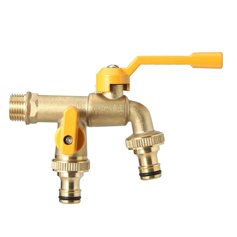 Brass Ball Valve Large Flow Double Outlet Faucet Used for Garden Hoses/Outdoor Antifreeze Tap/Washing Machines/Sinks