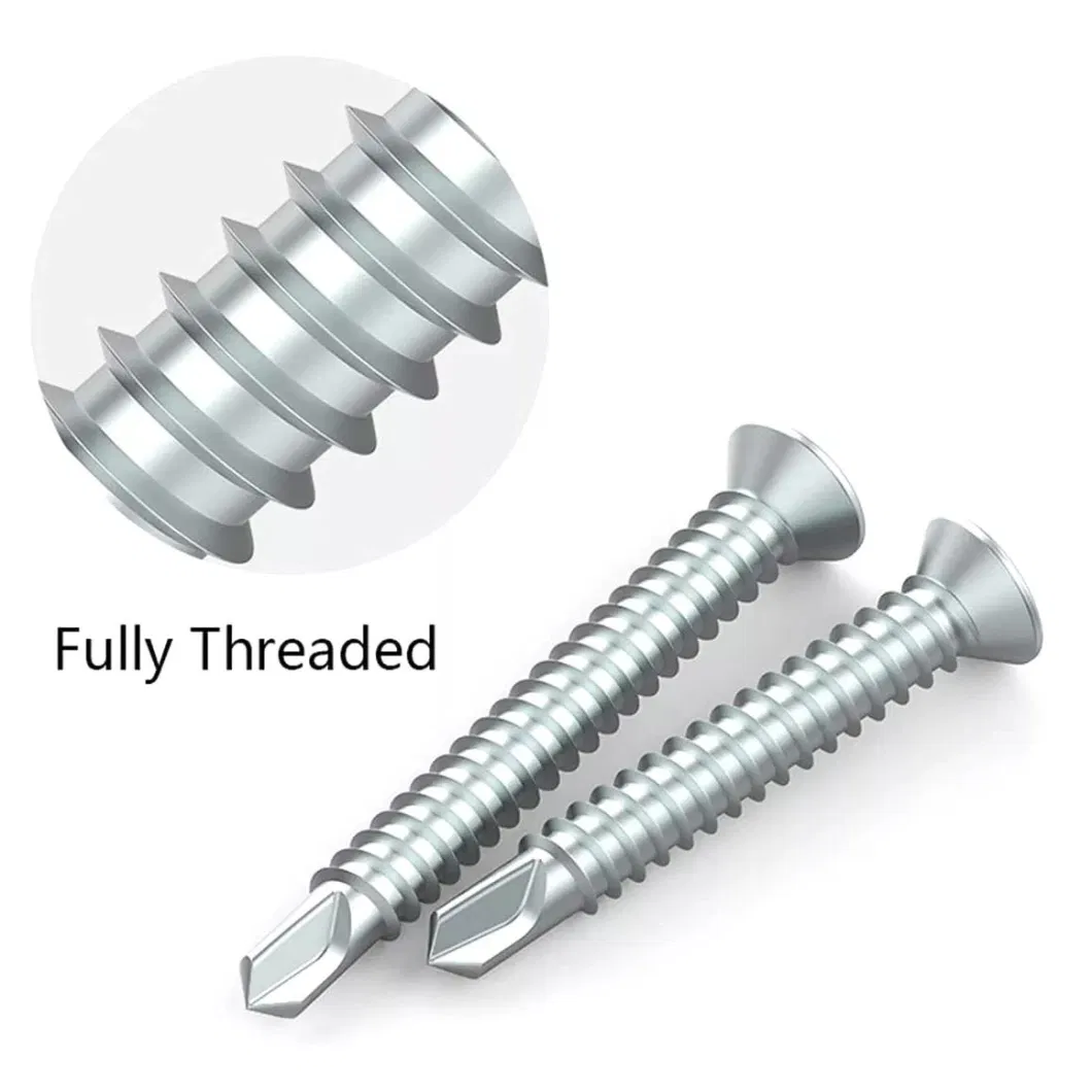 White Zinc Flat Head Cross Tapping Screw Carbon Steel Self Drilling Screw