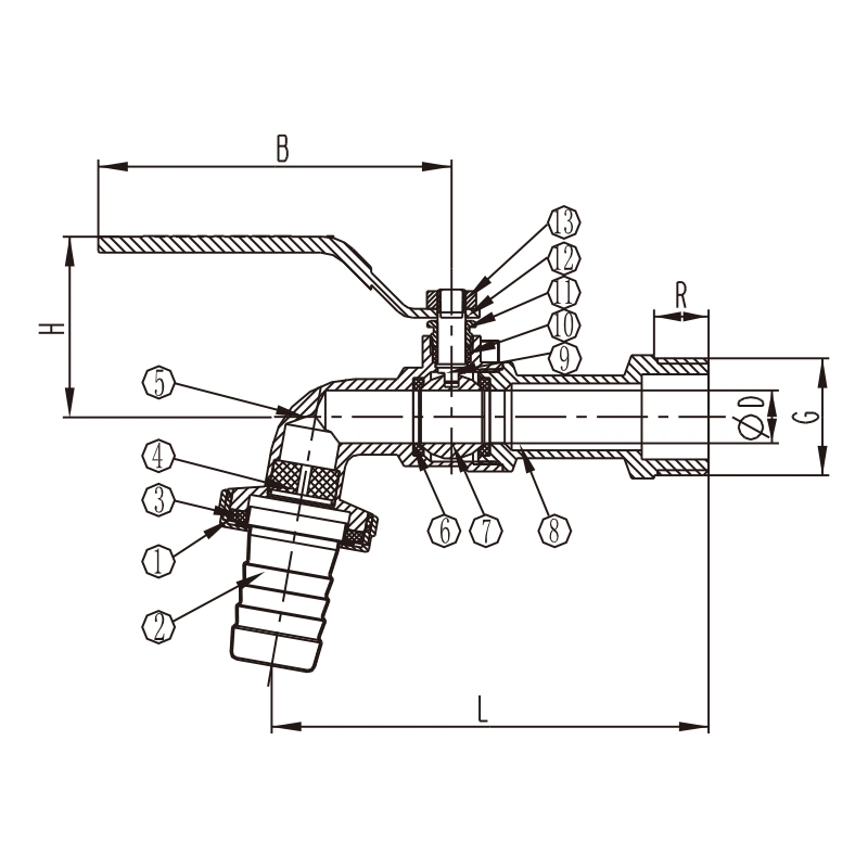 2022 Doz Manufacture Supply Brass Bib-Cock with High Quality