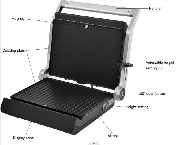 Digital Panini Grill with Touch Screen Control Detachable BBQ Grill