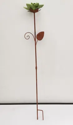  Metal Garden Stake with Ceramic Flower Ornament, Garden Decoration Plug