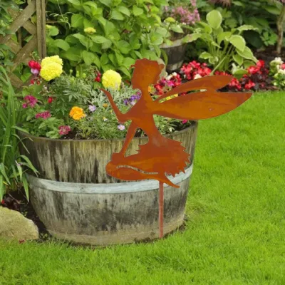  Cute Fairy Silhouette Decorative Metal Garden Yard Stakes Arts Decor Outdoor Garden Patio Ornaments, Average Code