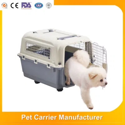 Air Approved Pet Carrier Products Outdoor Iron Door Cat Dog Kennel Luxury Puppy Rabbit Carrier Airline Transport Box Travel Dog Cage with Wheels