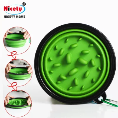  Portable Collapsible Pet Bowl Outdoor Eco-Friendly Pet Slow Feeder Dog Cat Bowl Travel Silicone Feeding Foldable Pet Bowl