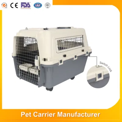  Air Approved Pet Carrier Products Outdoor Iron Door Cat Dog Kennel Luxury Puppy Rabbit Carrier Airline Transport Box Travel Dog Cage with Wheels
