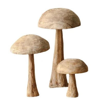 Wooden Mushroom Decoration Retro Solid Wood Yard Large Ornaments Landscape