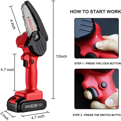 Electric Chainsaw Tree Cutting Cordless Chainsaw with Battery Mini Chain Saw Brushless Electric Chainsaw