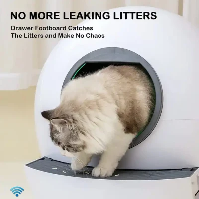  Multi Intelligent Function Smart WiFi Control APP Phone Remote Cat Litter Tray Box Automatic Cleaning Health Monitoring Cat Toilet Quiet Work Cat Litter Box