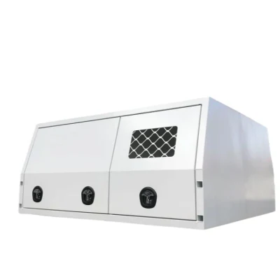 Metal Outdoor Waterproof Aluminum Working /Sporting/ Camping Ute /Truck/ Pickuptoolbox/Canopy with Dog Cage Flat/Checker Plate White Big Size