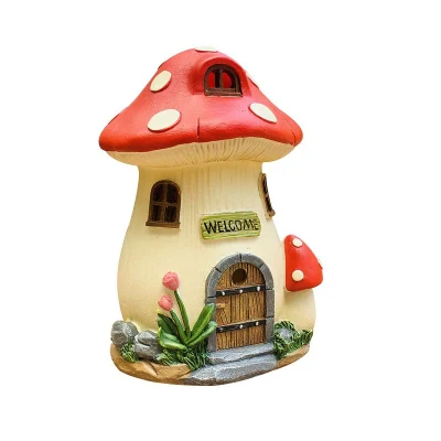  Solar Christmas Resin Mushroom House Lights Outdoor Waterproof Yard Garden Decorations