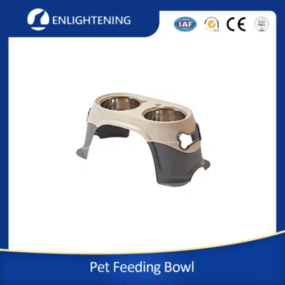 Candy Clolor Spill-Proof Stainless Steel Pets Dog Cat Double Bowls for Food and Water