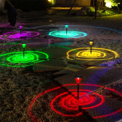  Color Changing LED Solar Landscape Lights Waterproof Path Lights RGB Outdoor Solar Powered Garden Lights for Walkway