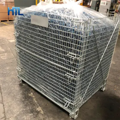  Galvanized Warehouse Stackable Steel Pet Preform Storage Wire Mesh Crate