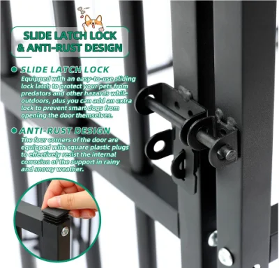 Heavy Duty Metal Frame Outside Pen Playpen Dog Run House with UV &amp; Waterproof Cover and Secure Lock for Large to Small