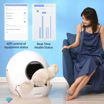 Electric Full Automatic Cleaning Intelligent Sterilizing Cat Litter Tray Box Auto Shovel Free Scooping Cat Toilet Box WiFi Control Smart Remote Cat Litter Box