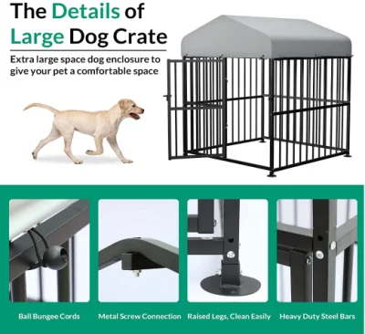 Heavy Duty Metal Frame Outside Pen Playpen Dog Run House with UV &amp; Waterproof Cover and Secure Lock for Large to Small