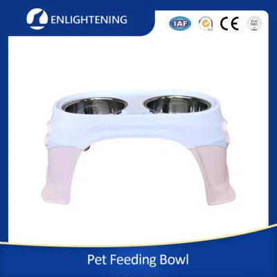 Candy Clolor Spill-Proof Stainless Steel Pets Dog Cat Double Bowls for Food and Water