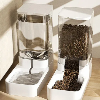 Dog Feeder Cat Automatic Feeding Water Bowl Transparent Pet Food Storage Dispenser