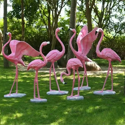  Pink Life Size Fiberglass Flamingo Statue Garden Yard Ornaments