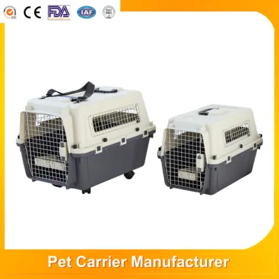 Air Approved Pet Carrier Products Outdoor Iron Door Cat Dog Kennel Luxury Puppy Rabbit Carrier Airline Transport Box Travel Dog Cage with Wheels