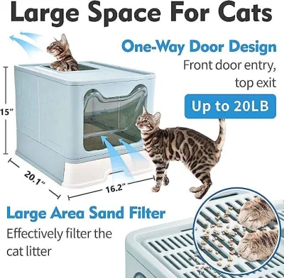  Drawer Design Litter Scoop Enclosed Foldable Cat Litter Box Anti Splashing Toilet Easy Cleaning Cat Litter Box