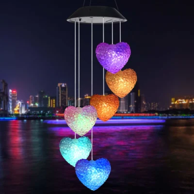 Solar Light Hummingbird Wind Chimes Outdoor Garden Ornaments
