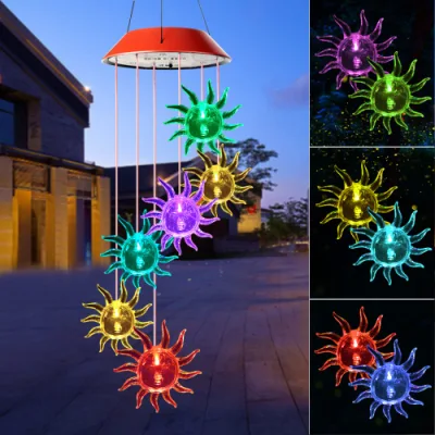 Solar Light Hummingbird Wind Chimes Outdoor Garden Ornaments