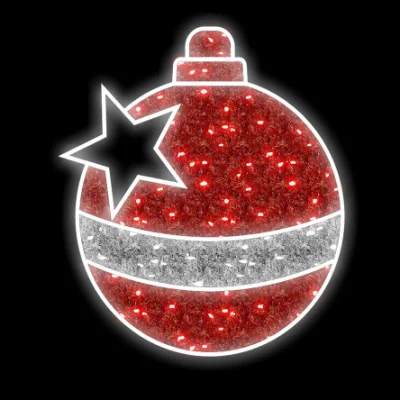  Outdoor Christmas 2D LED Ball Motif Light Holiday Illuminated Hanging Ornaments