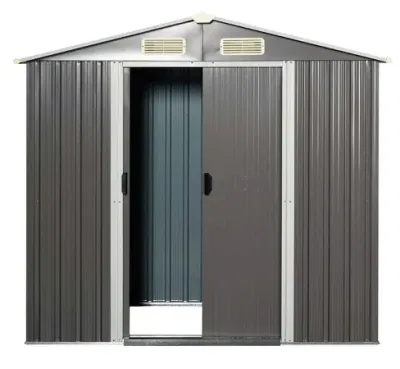  Outdoor Backyard Metal Storage Garden Shed for Utility Tool Storage, Sloped Flat Roof