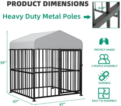 Heavy Duty Metal Frame Outside Pen Playpen Dog Run House with UV &amp; Waterproof Cover and Secure Lock for Large to Small