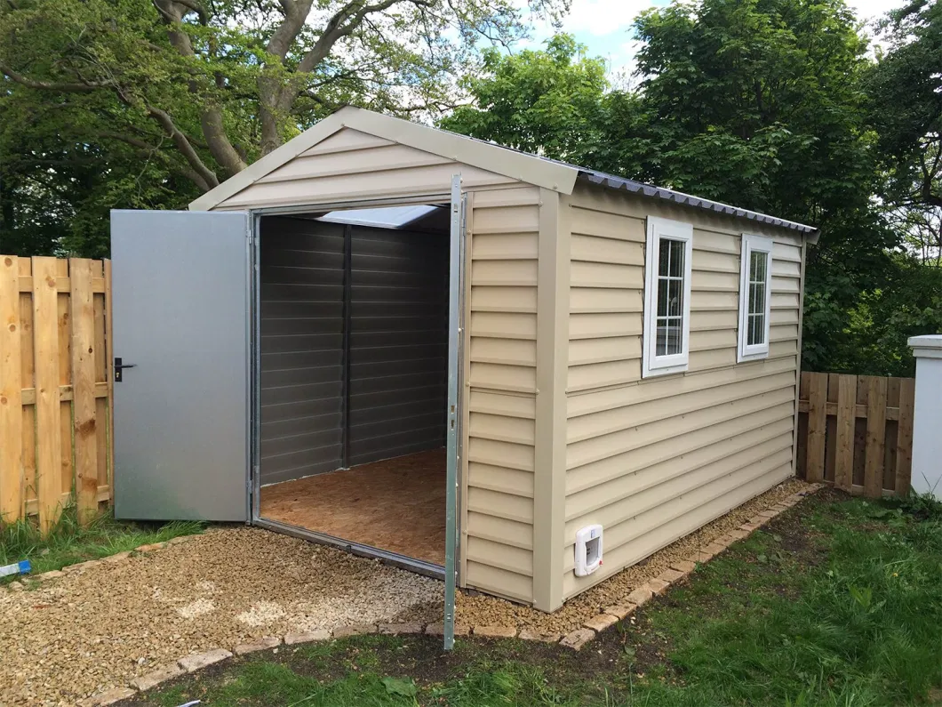 Outdoor Backyard Metal Storage Garden Shed for Utility Tool Storage, Sloped Flat Roof