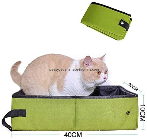 Cat Travel Litter Box Foldable and Portable with Waterproof Compartment Esg12361