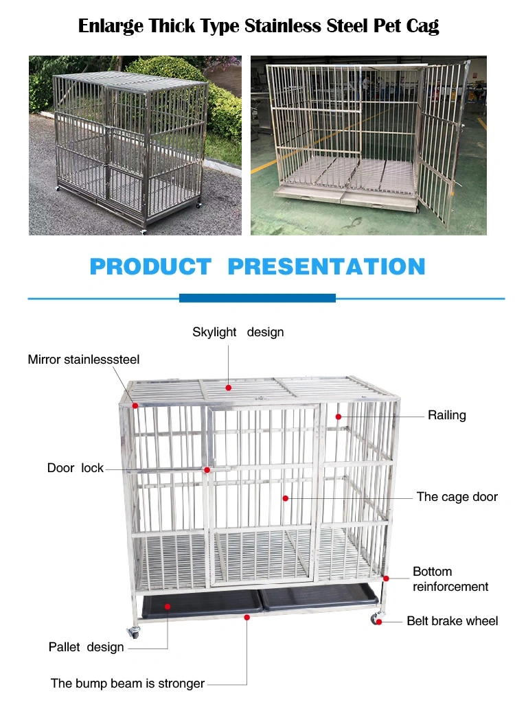 Wholesales Strong Stainless Steel Foldable Dog Crates with Wheels
