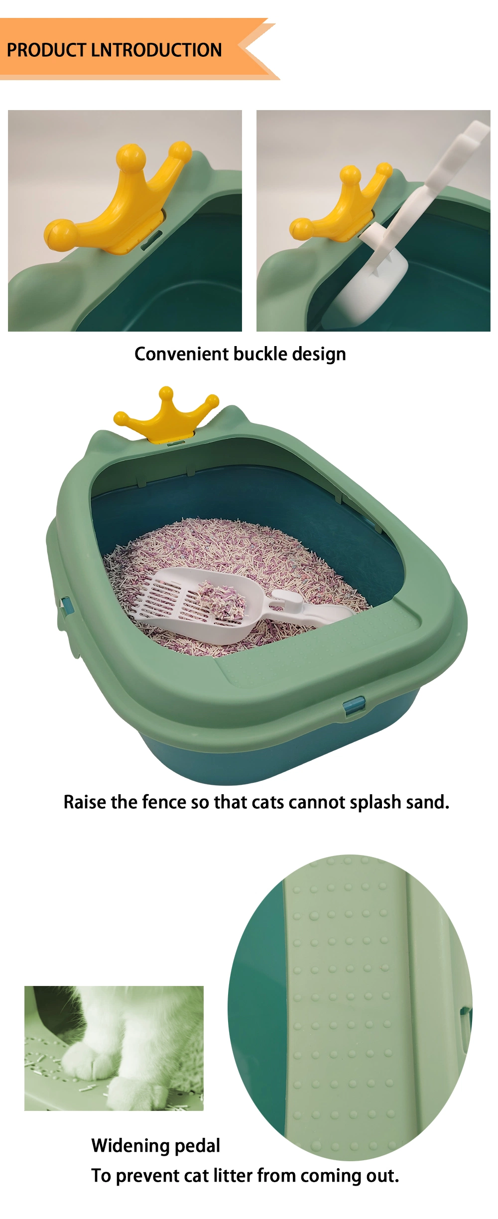Hot Selling Pet Cleaning Supplies Semi-Enclosed Septa Sand Drain Cat Litter Box