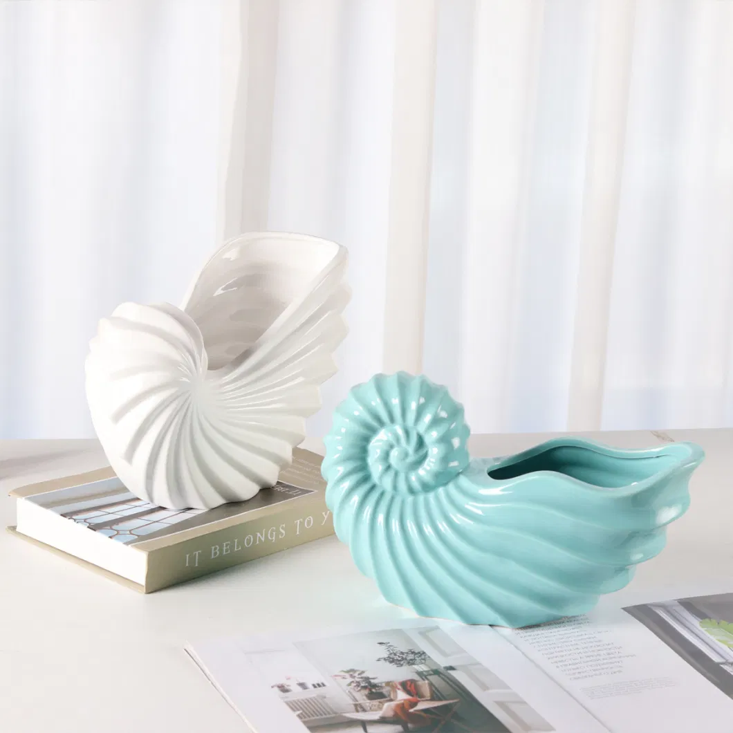 Custom Ceramic Vase Flower Shell Ceramic Color Glaze Vase Garden Pot Planter for Home Decor Arts