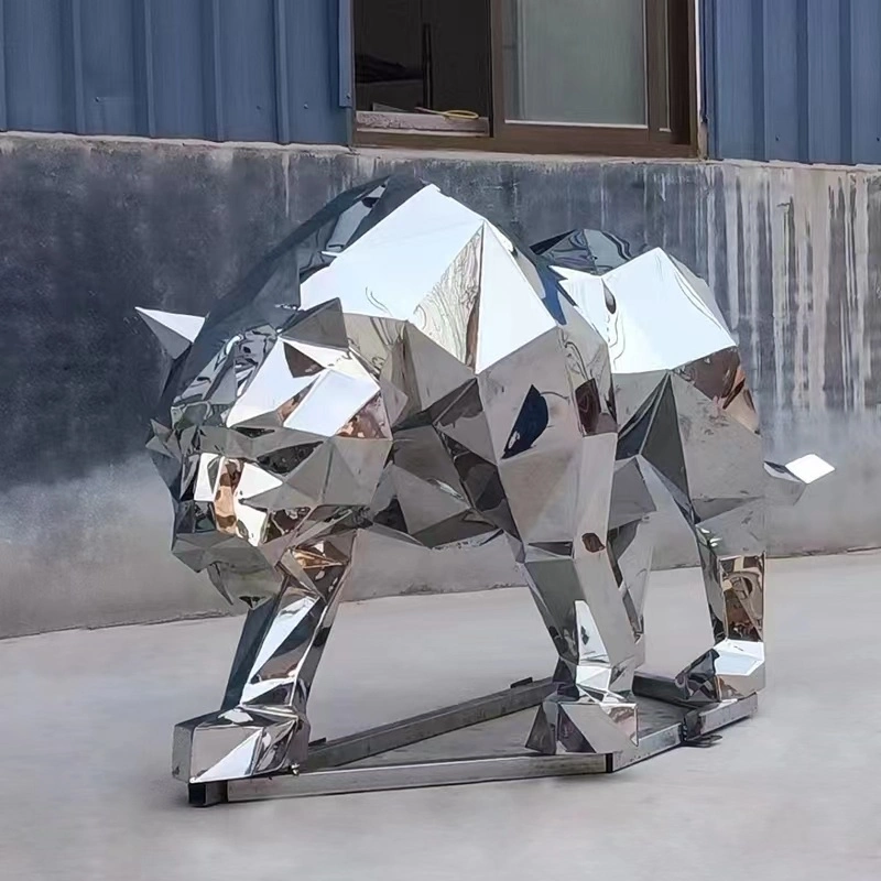 Metal Large Outdoor Stainless Steel Lion Sculpture Statue
