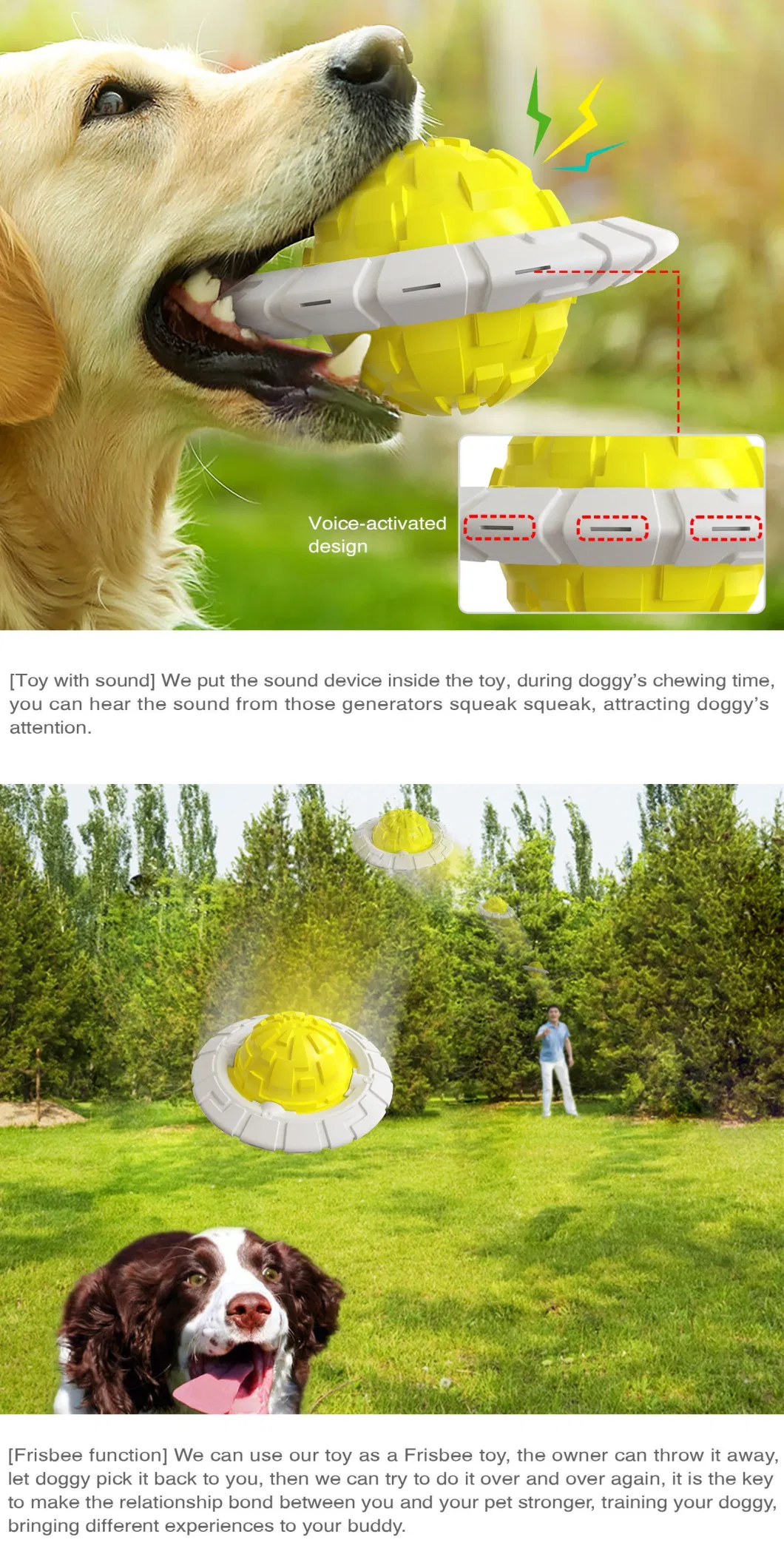 Dog Squeaky Balls Outdoor Sports Molar Bite Chew Toy Training Indestructible Puppy Pet Teething Treat Clean Fun Play