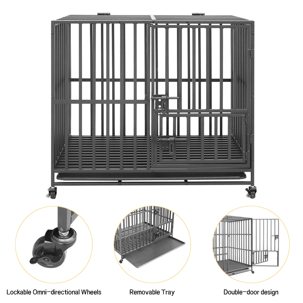 Dog Heavy Duty Cages Pet Cage with Wheels &amp; Tray