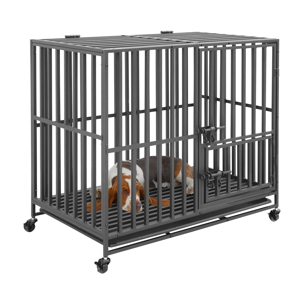 Dog Heavy Duty Cages Pet Cage with Wheels &amp; Tray