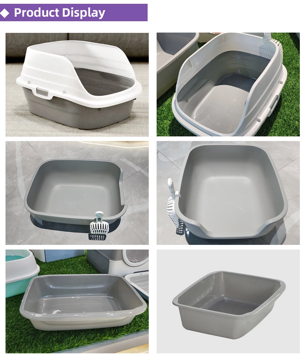 Eco-Friendly Polypropylene Lightweight Pet Cat Litter Tray Toilet Portable Large Space Cat Litter Box