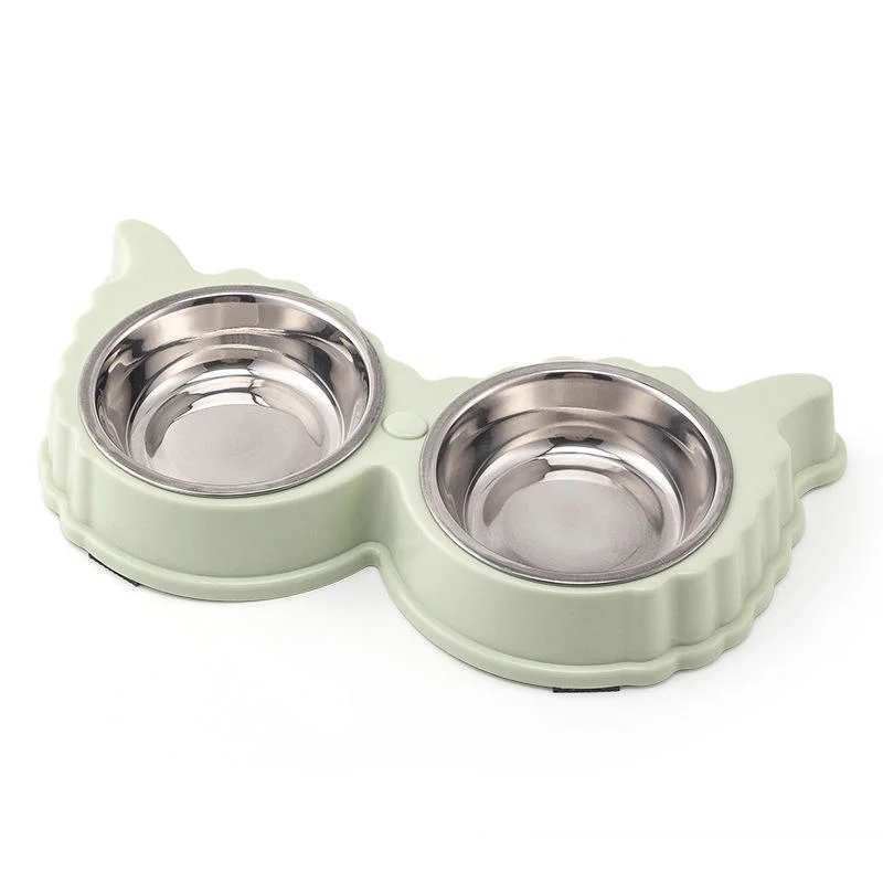 Elevated Double Diner Cat Bowl with 2 Stainless Steel Bowls