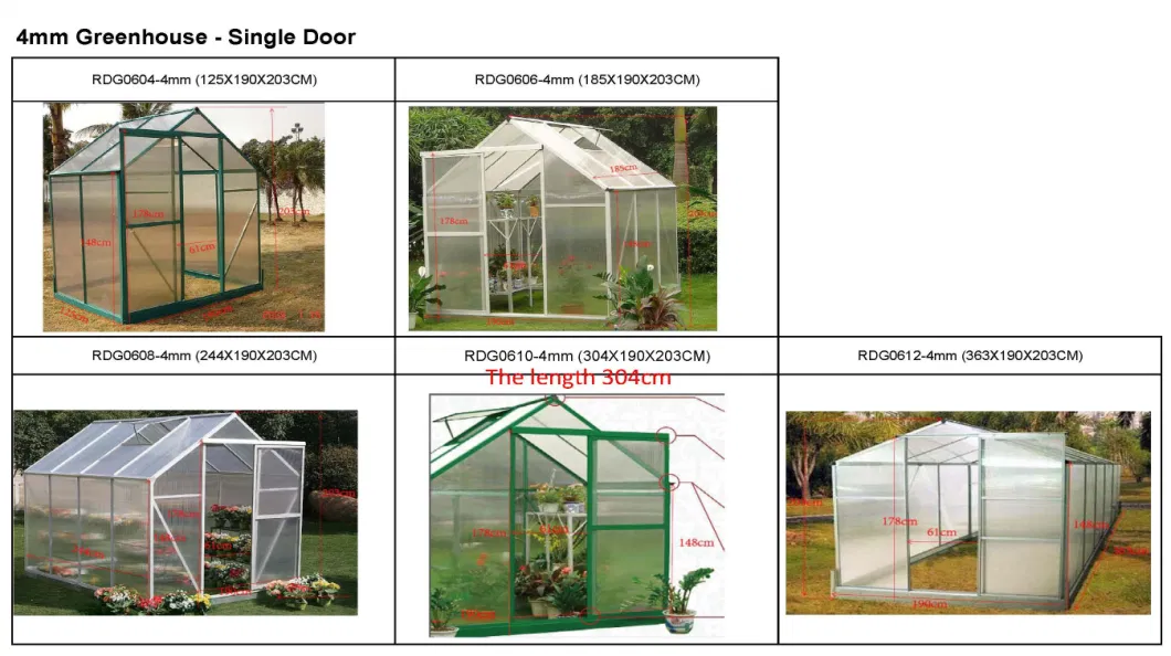 PVC UV Coating Polycarbonate Greenhouses Agriculture Projects Rdg0606-4mm