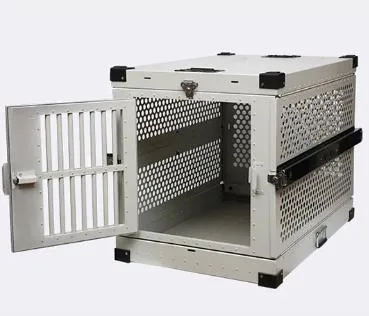 Aluminum Foldable Dog Cage Fold Collapsible Dog Crate with Wheel