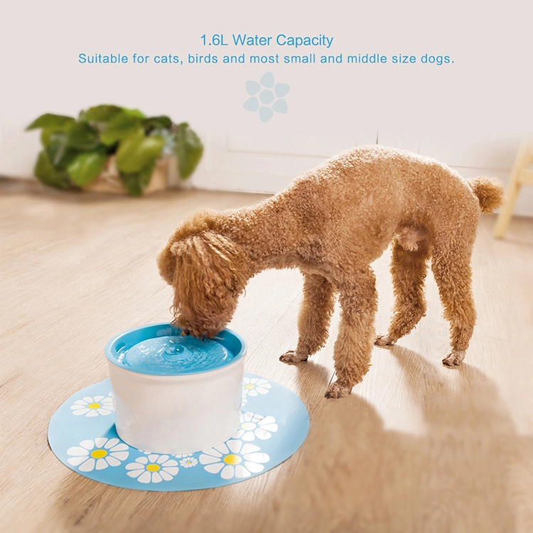 Electric Pet Drinking Feeder Bowl 1.6L Automatic Cat Dog Water Fountain USB Mute Water Dispenser with Mat Pets Drinker Feeder