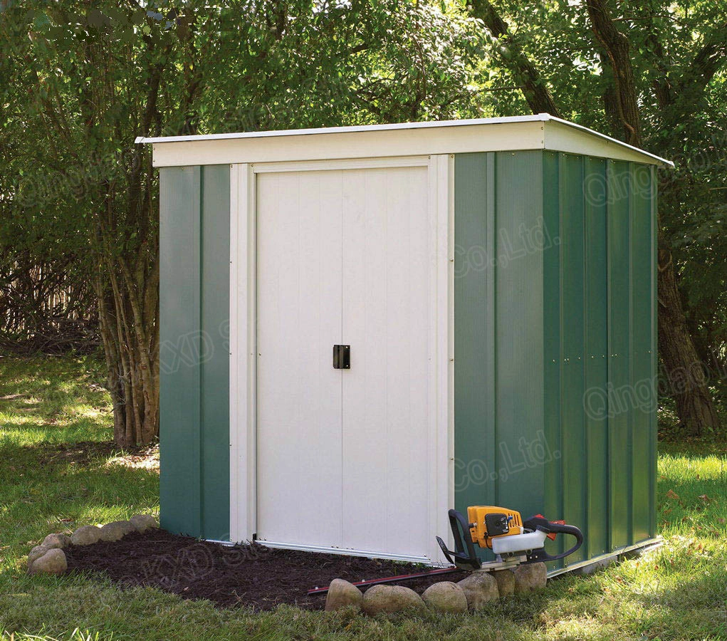 Outdoor Backyard Metal Storage Garden Shed for Utility Tool Storage, Sloped Flat Roof