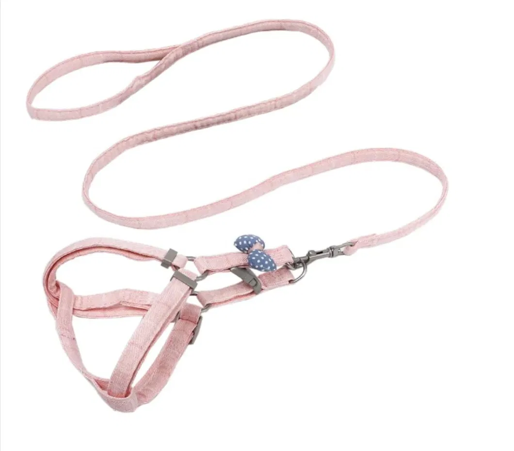Wholesale Dog Harness Leash Collar Set Adjustable Soft Cute Bow Dog Harness