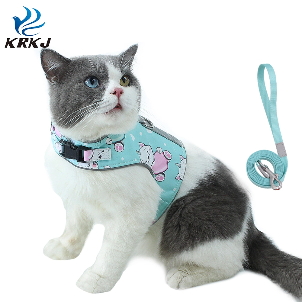 Tc1220 Cat Printed Harnesses Escape-Proof Leash for Walking