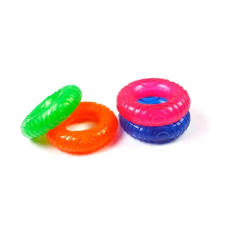 Wholesale Durable Sound TPR Dog Toys Tricolor Round Indestructible Ring Bite Chew Pet Toy Ring